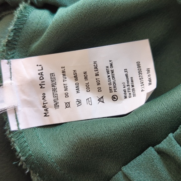 Martino Midali Toujours Crepe Trousers Stretch Waist Pockets Green L - Picture 8 of 10